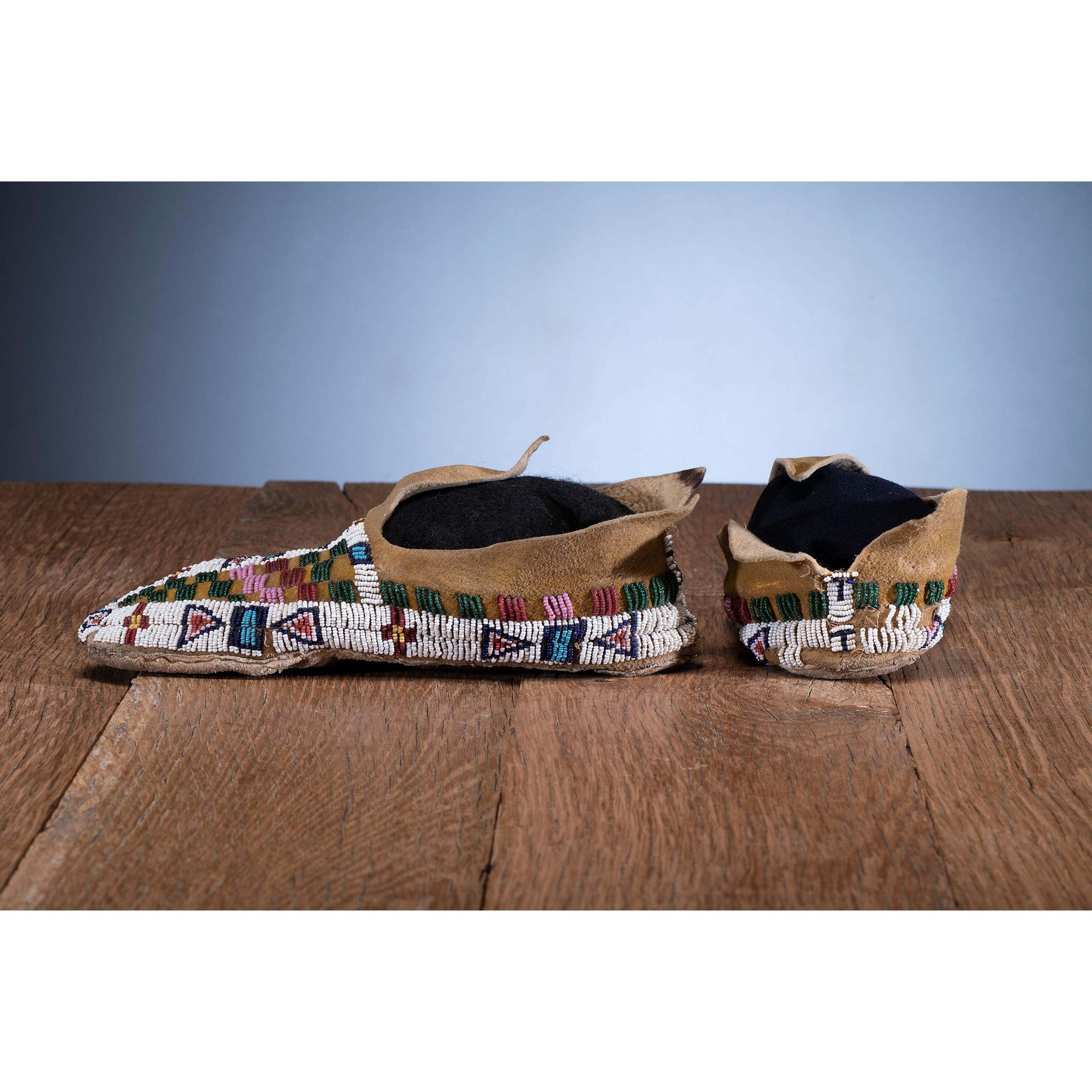 Cheyenne Child's Beaded Hide Moccasins
