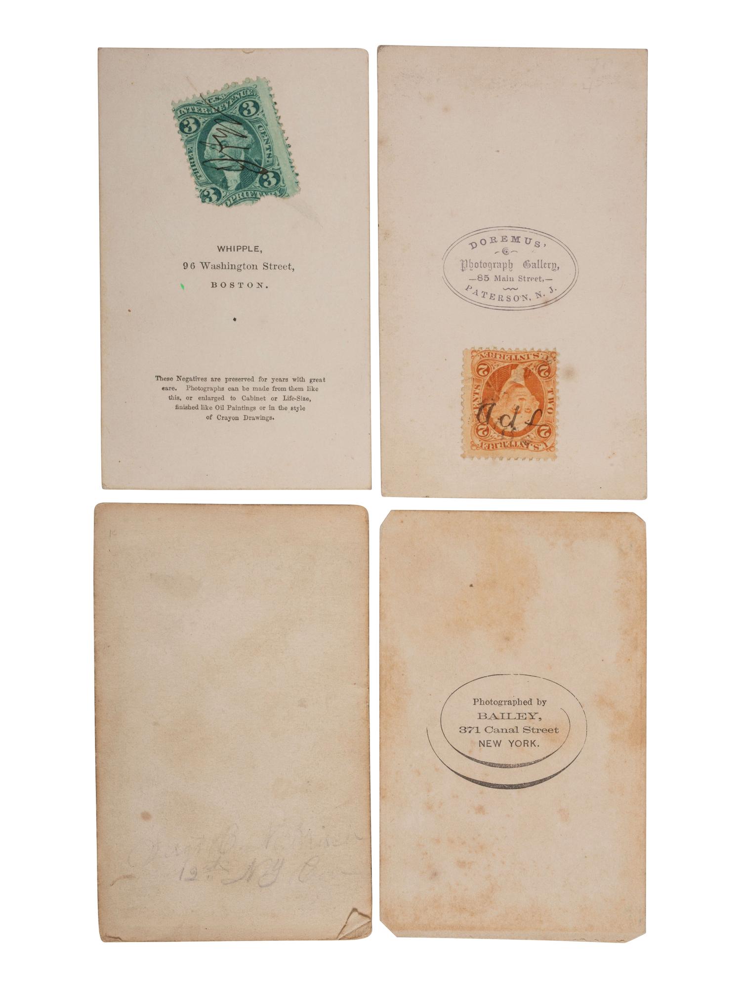 [LINCOLN, Abraham (1809-1865)]. 8 CDVs of soldiers and civilians wearing Lincoln mourning badges and bands, incl. First Lt. Sylvester Shepard, 91st New York Volunteers, KIA at Port Hudson.