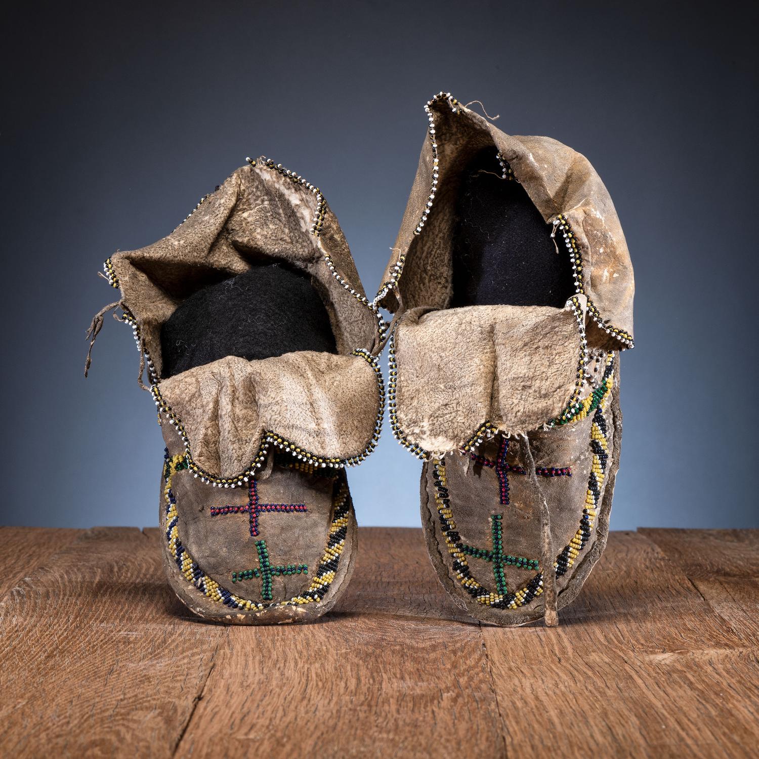 Apache Beaded Hide Moccasins