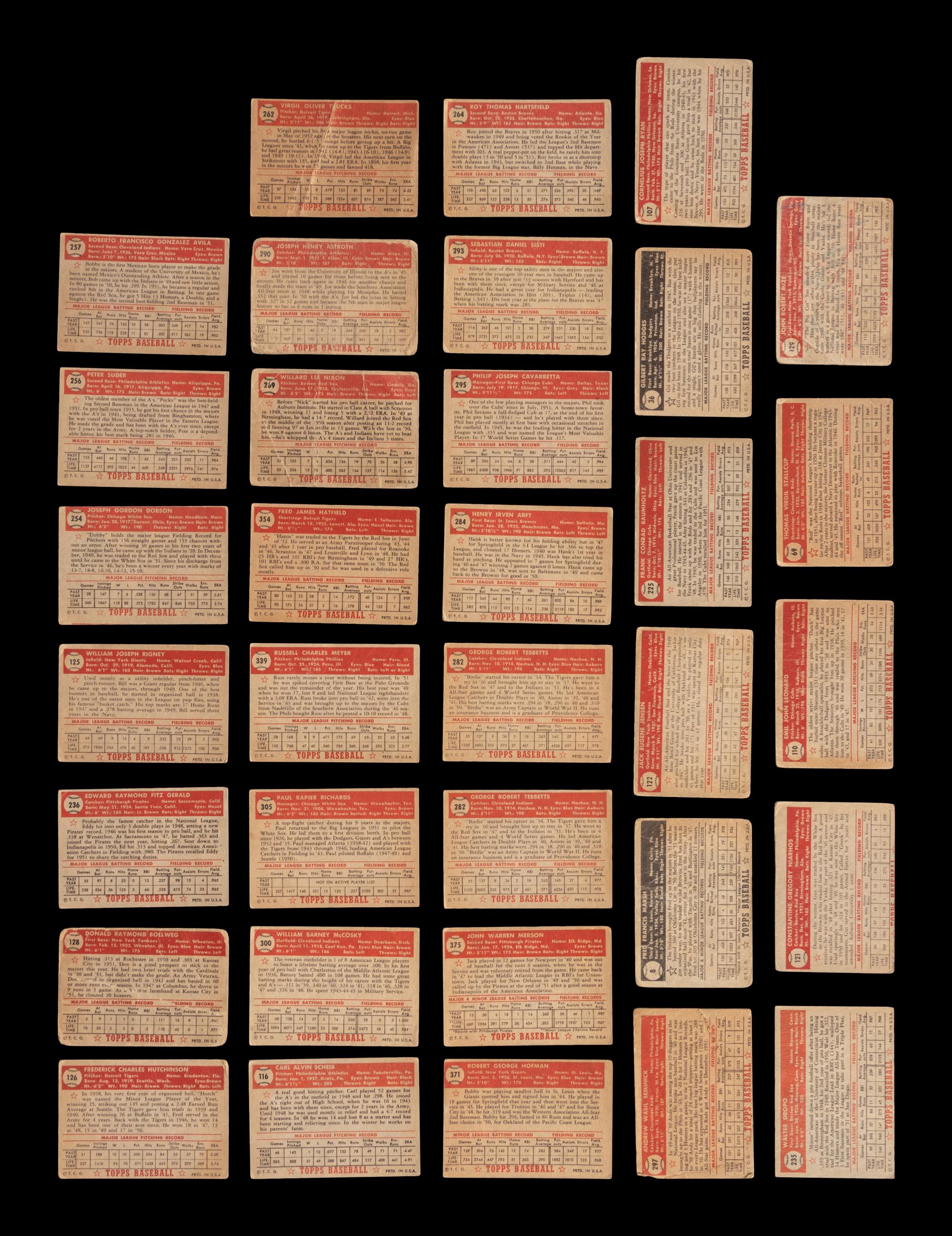 A Group of 89 Assorted 1952 Topps Baseball Cards Including Hall of Famers