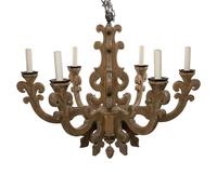 A Baroque Style Carved and Painted Six-Light Chandelier