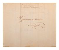 [SIGNER]. LANGDON, John (1741-1819). Autograph letter signed ("Jn. Langdon"), to Messrs. Gouverneur & Kemble. Portsmouth, 30 June 1792.