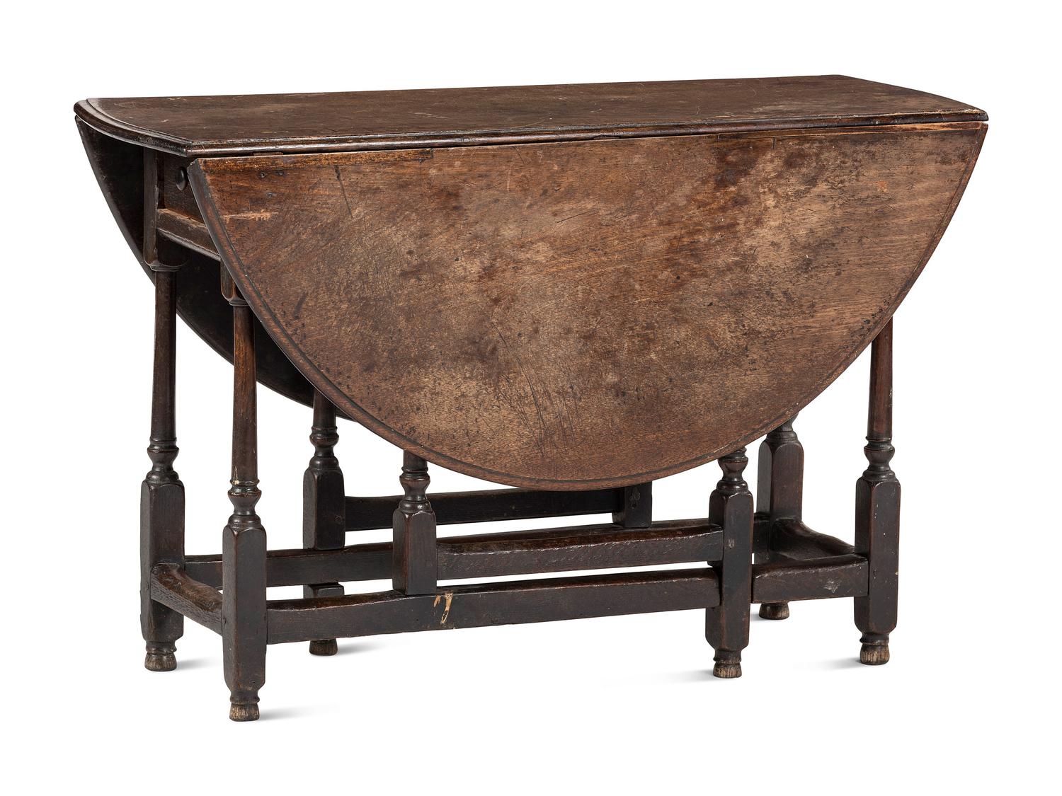 A William and Mary Walnut and Oak Gate-Leg Table