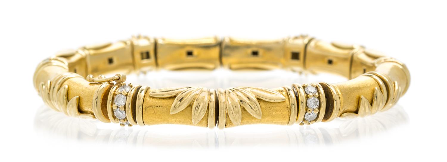 A 24 and 18 Karat Yellow Gold and Diamond Bracelet, Mark Patterson, 39.00 dwts.