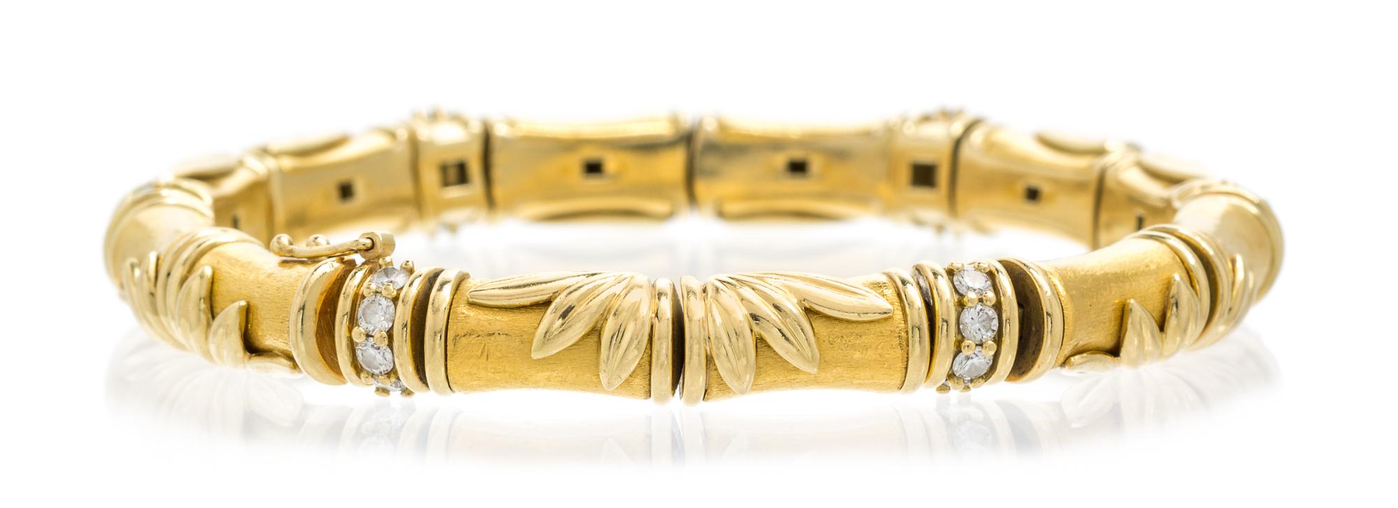 A 24 and 18 Karat Yellow Gold and Diamond Bracelet, Mark Patterson, 39.00 dwts.