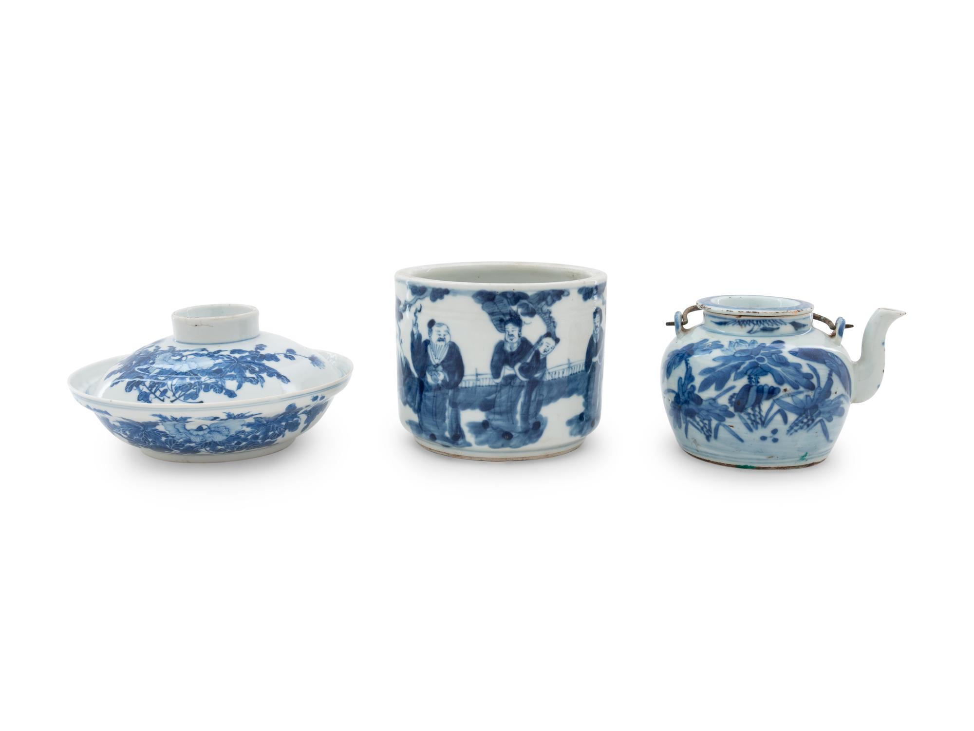 Six Chinese Blue and White Porcelain Wares