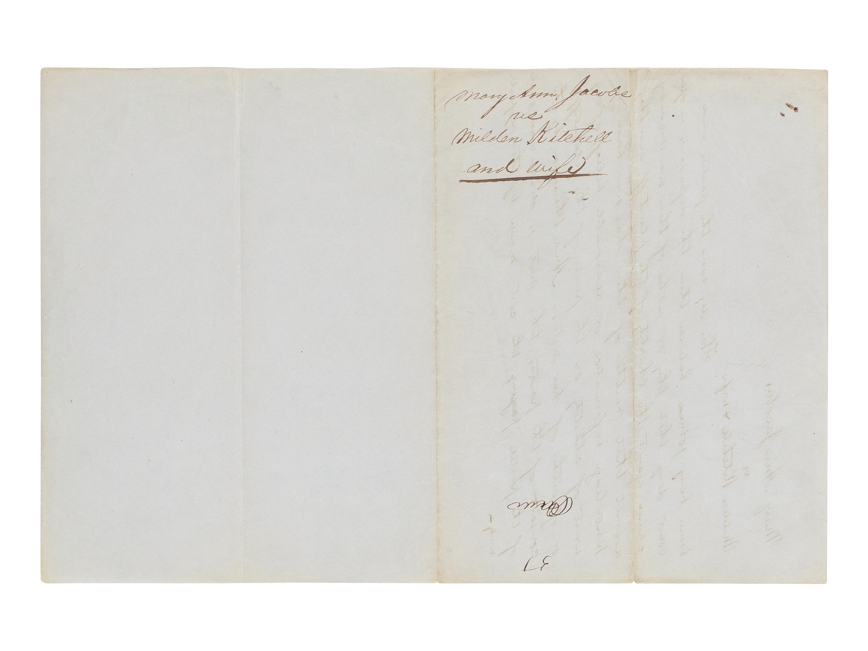 LINCOLN, Abraham (1809-1865). A group of 3 autograph documents in Lincoln's hand relating to the legal case Mary Ann Jacobus vs. Kitchell & Kitchell. Tazewell County, Illinois, 1851.