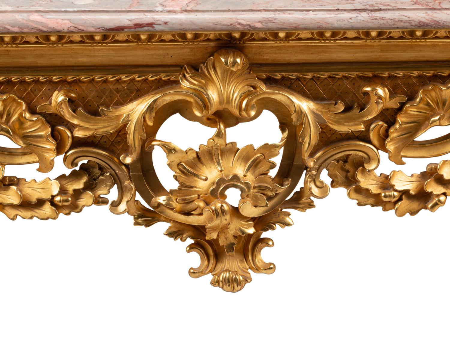 An English Giltwood Marble-Top Console Table