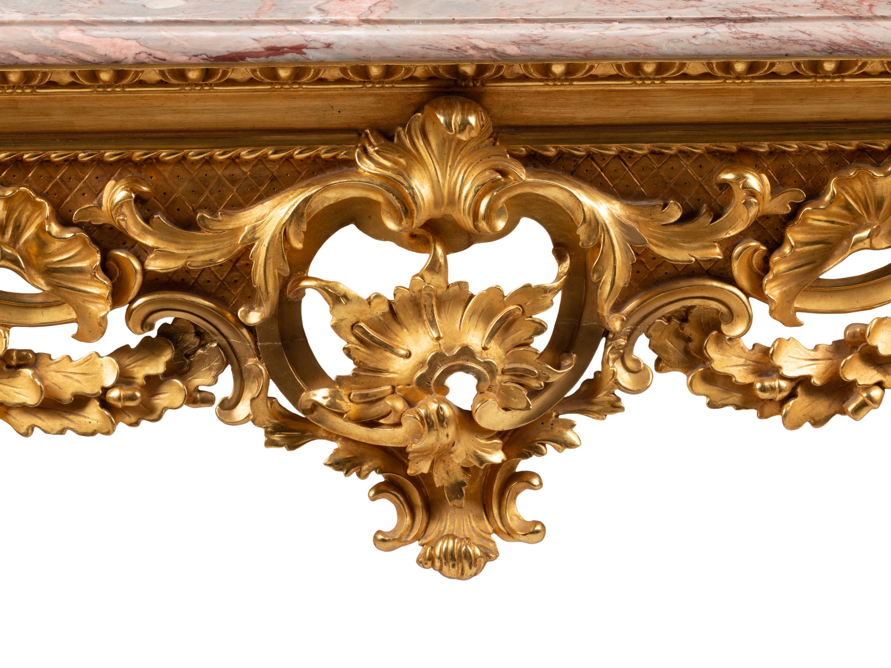 An English Giltwood Marble-Top Console Table