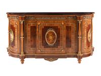A Louis XVI Style Gilt Bronze Mounted Various Woods Console Cabinet