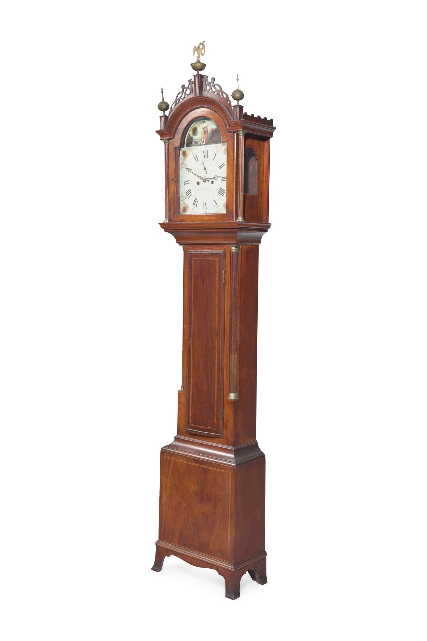 A Federal Inlaid Mahogany Tall Case Clock