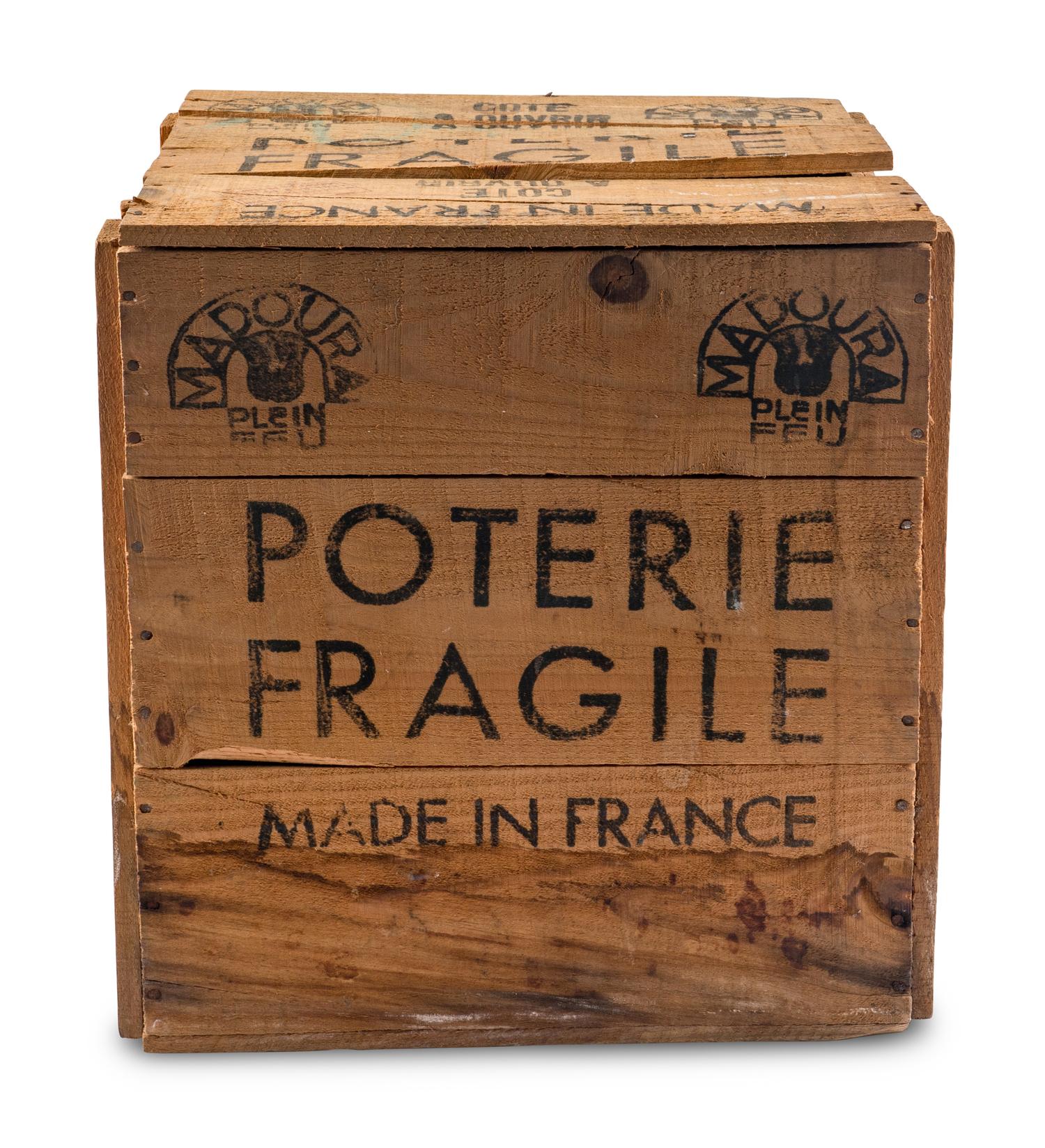 Visage au nez noir (A.R. 609), including original wooden crate from Madoura, 1969
