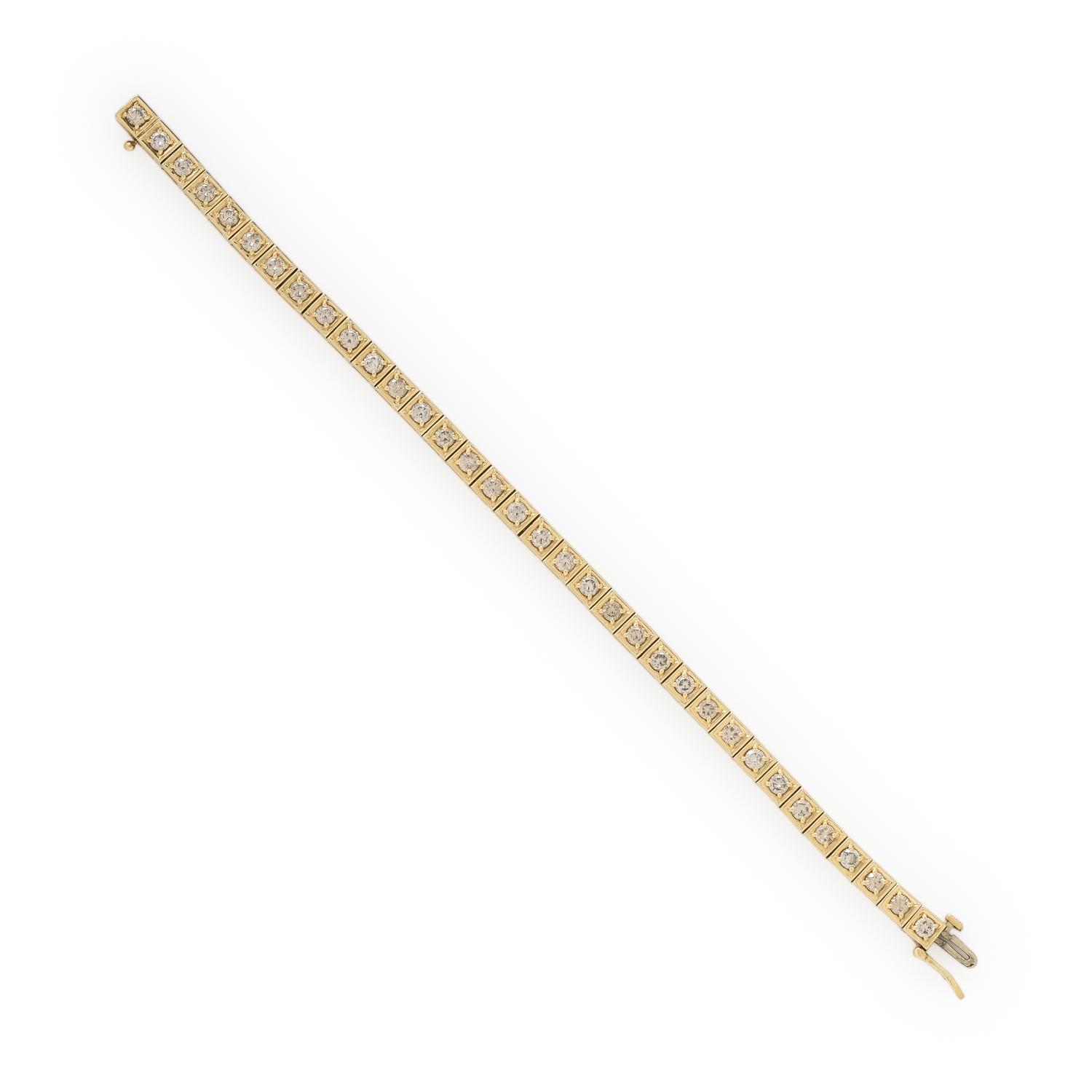 Diamond and Yellow Gold Line Bracelet