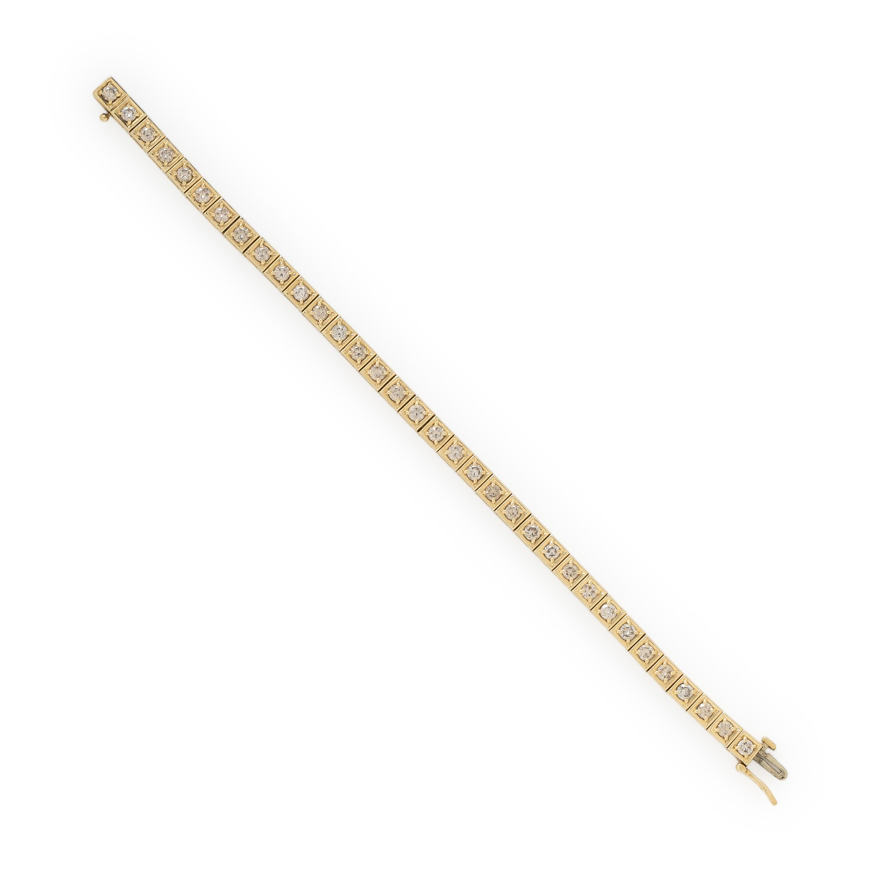 Diamond and Yellow Gold Line Bracelet