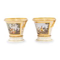 A Pair of Continental Porcelain Jardinieres