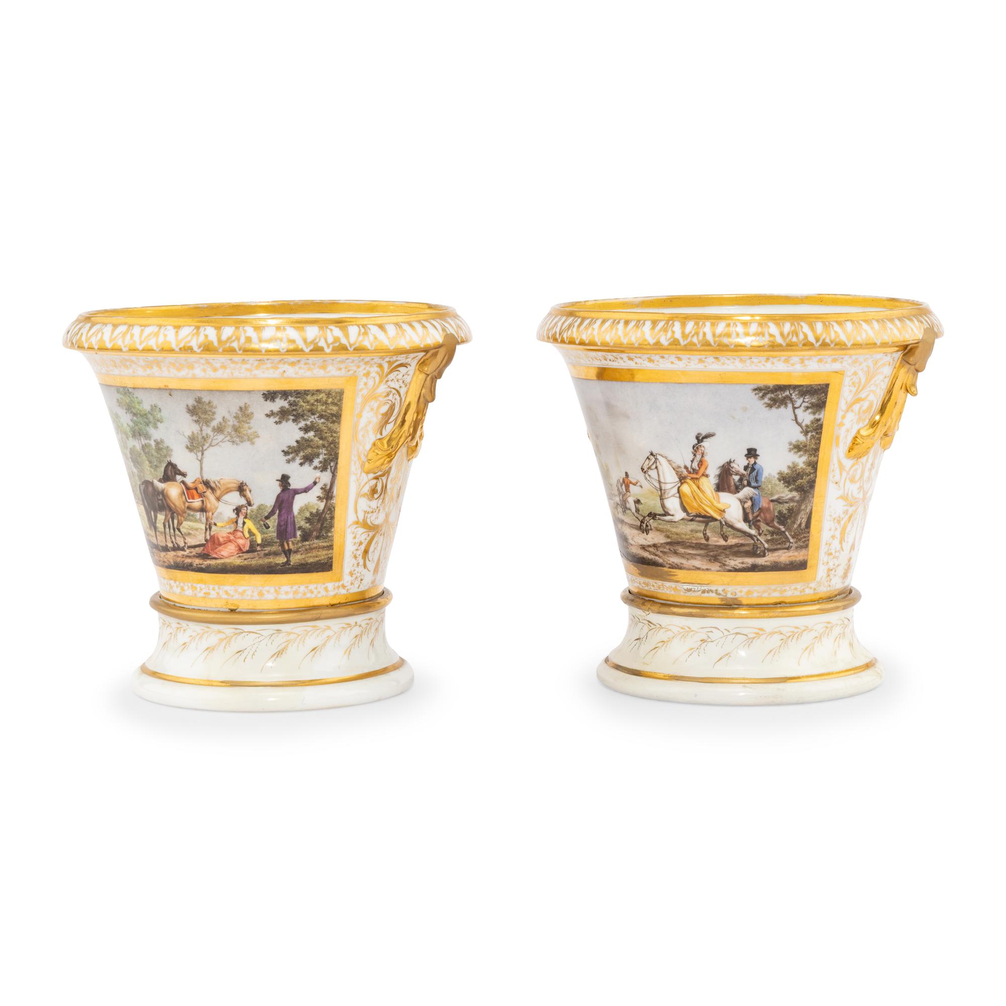 A Pair of Continental Porcelain Jardinieres