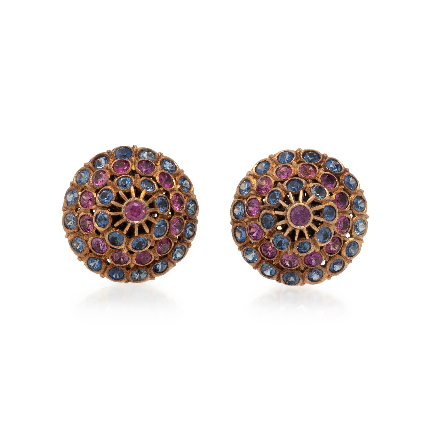 SAPPHIRE AND PINK SAPPHIRE EARRINGS