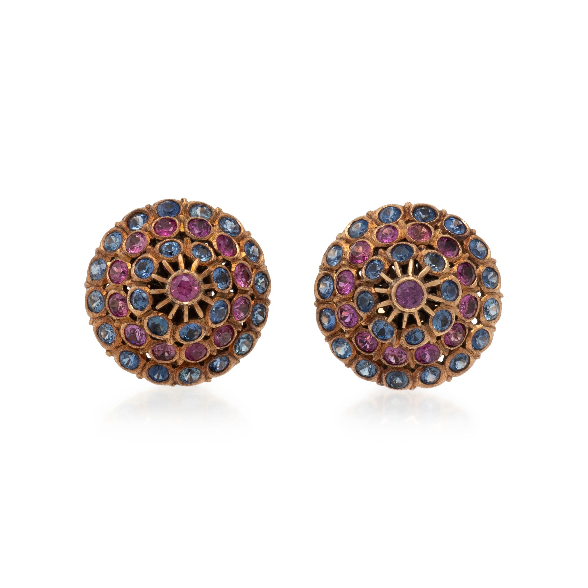 SAPPHIRE AND PINK SAPPHIRE EARRINGS