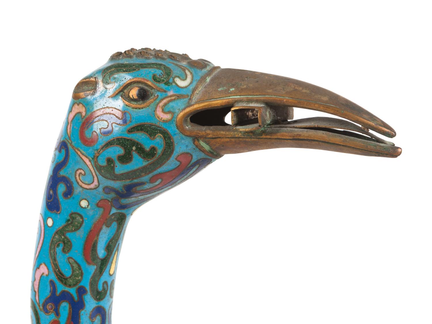 A Pair of Cloisonné Models of Cranes