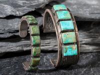 Pair of Navajo Silver and Turquoise Cuff Bracelets