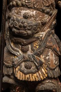 A Japanese Polychrome Painted Wood Figure of a Guardian