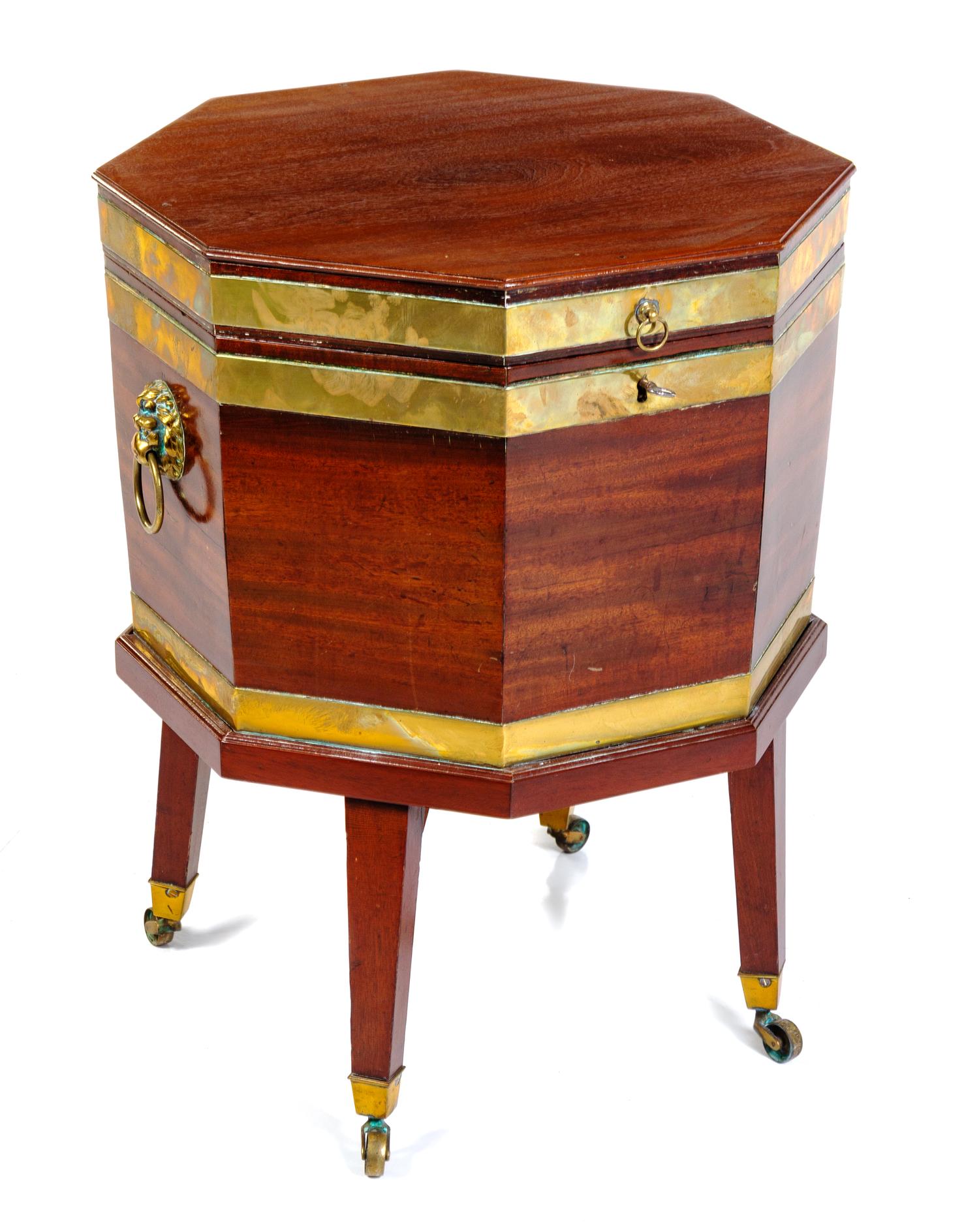 A George III Style Mahogany Cellarette Height 25 x width 18 5/8 x depth 18 5/8 inches. — 19TH CENTURY