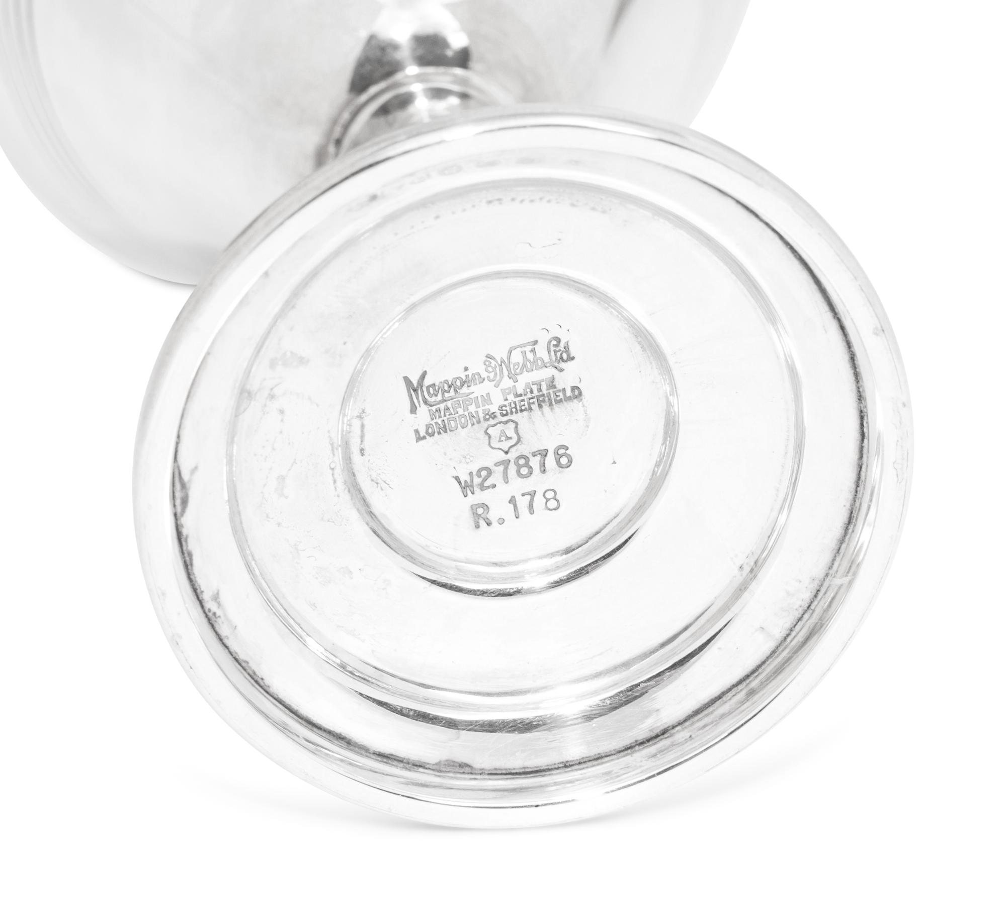 A Set of Eight Mappin and Webb Silver-Plate Art Deco Cocktail Glasses