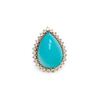 SYNTHETIC TURQUOISE AND DIAMOND RING