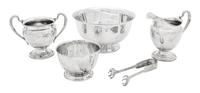 A Group of Five American Silver Articles, Various Makers, comprising a Gorham Revere style bowl, a Webster diminutive Revere style bowl