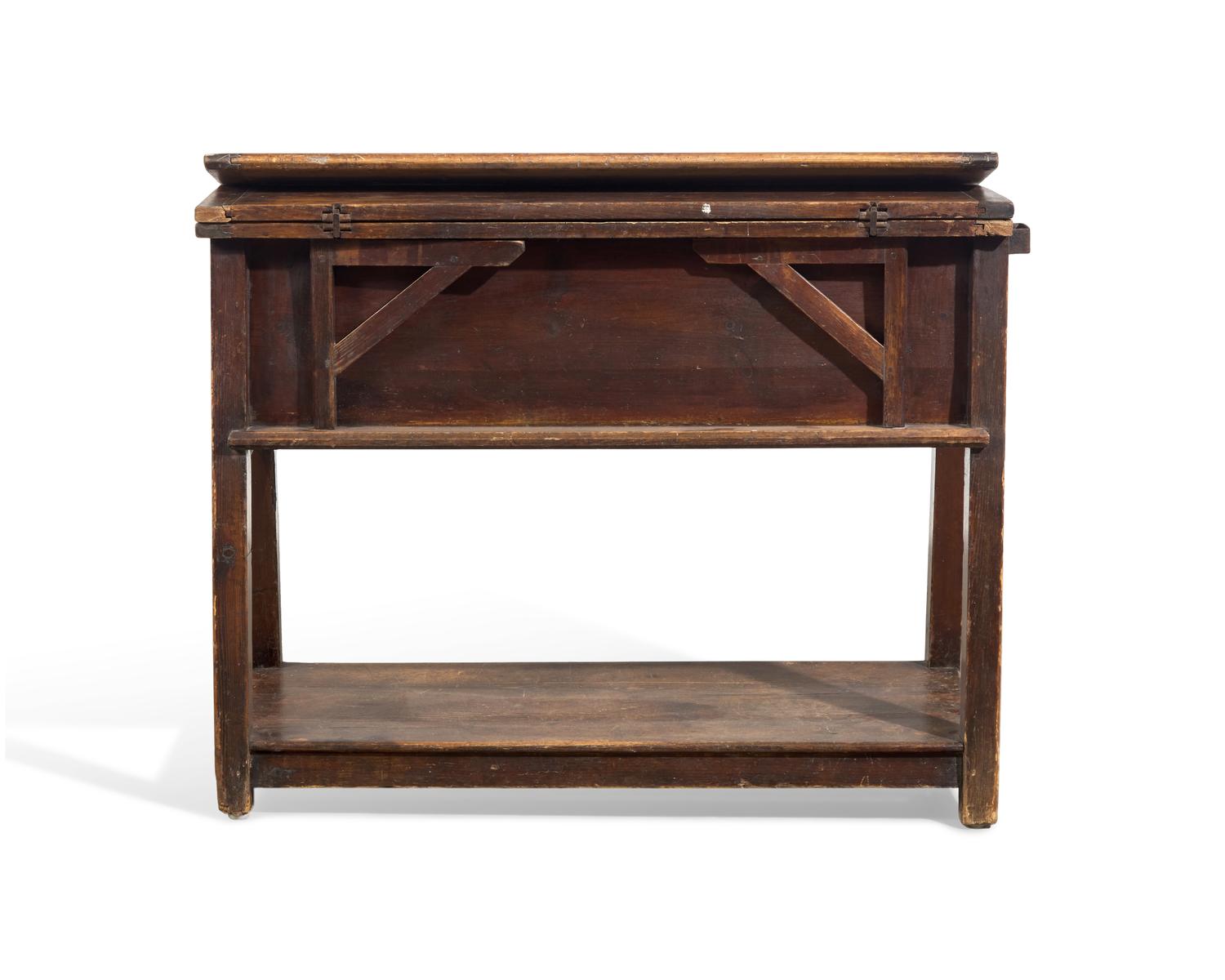 A Stained Pine Drop-Leaf Work Table