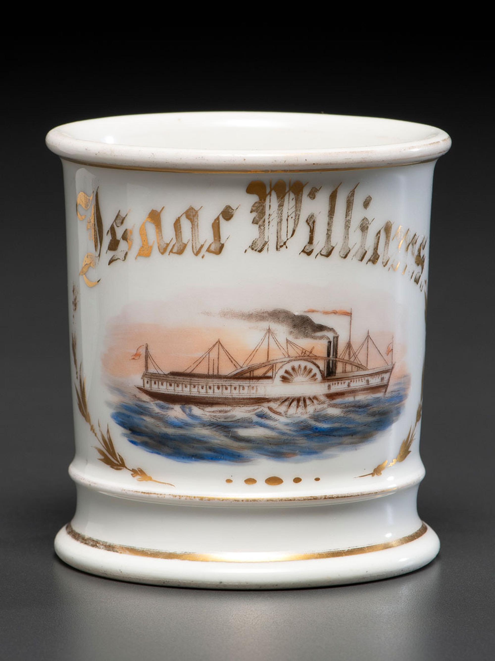 A Paddlewheel Boat Captain's Porcelain Occupational Shaving Mug