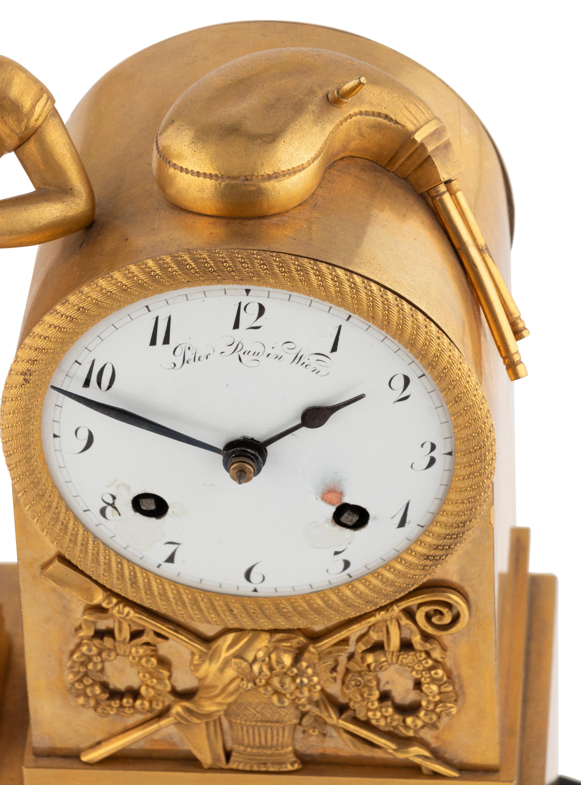 An Empire Gilt Bronze Fusée Musical Clock