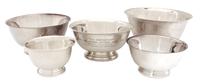 A Collection of Silver Footed Bowls Height of tallest 4 3/4 inches.