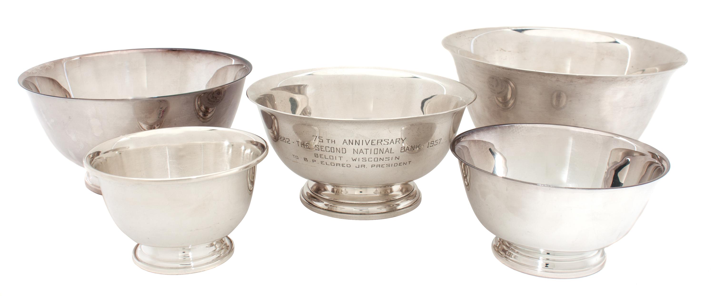 A Collection of Silver Footed Bowls Height of tallest 4 3/4 inches.