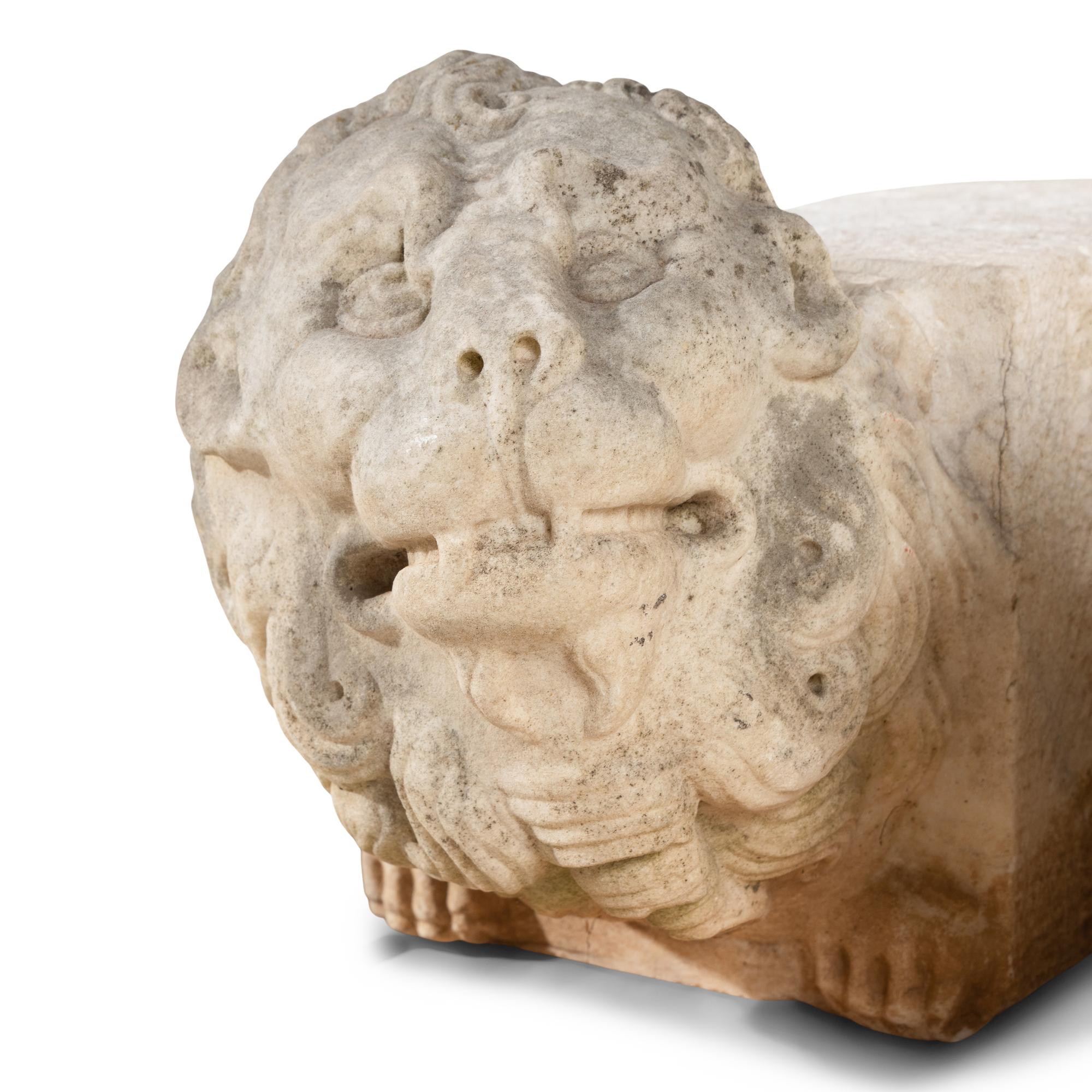 A Pair of Italian Carved Marble Lions