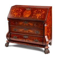 A Dutch Rococo Style Marquetry Slant-Front Desk — 19TH CENTURY