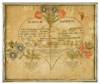 Fraktur: Birth and baptismal record of Henerick Gring of Berks County johann ritter, reading, pa, dated 1795