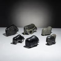 Inuit Carved Soapstone Muskoxen Herd