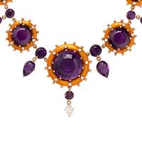 AMETHYST, DIAMOND AND ENAMEL NECKLACE