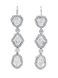 A Pair of Platinum and Diamond Pendant Earrings, Fred Leighton, 8.60 dwts.