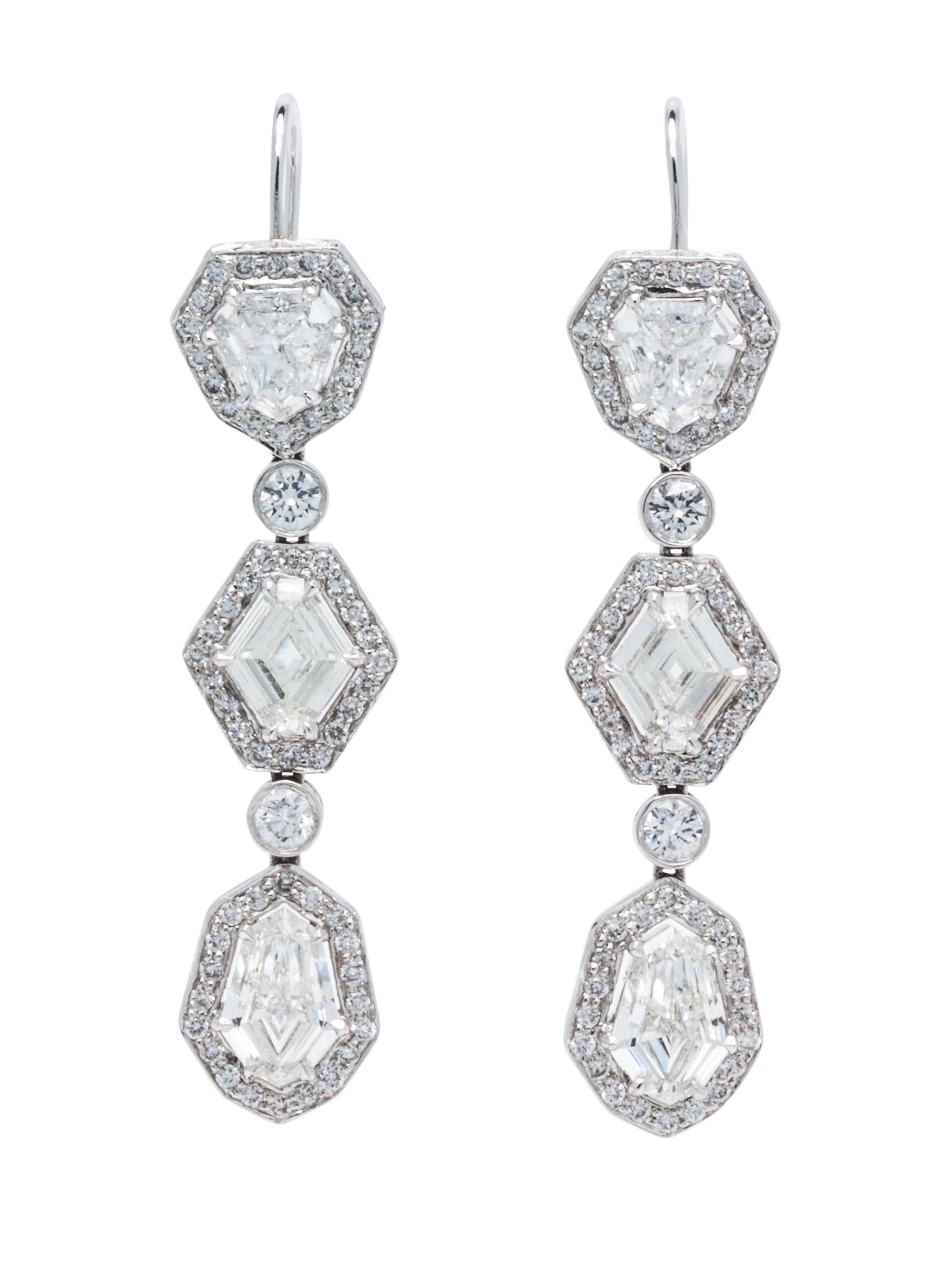 A Pair of Platinum and Diamond Pendant Earrings, Fred Leighton, 8.60 dwts.