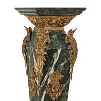 A Pair of Continental Gilt Metal Mounted Marble Pedestals