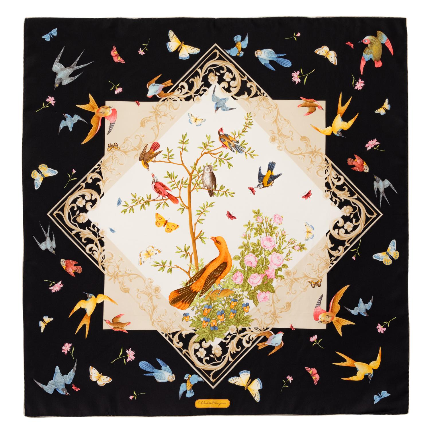 Salvatore Ferragamo Silk Scarf, 1980-90s