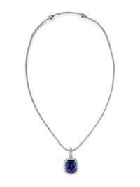TANZANITE AND DIAMOND PENDANT NECKLACE