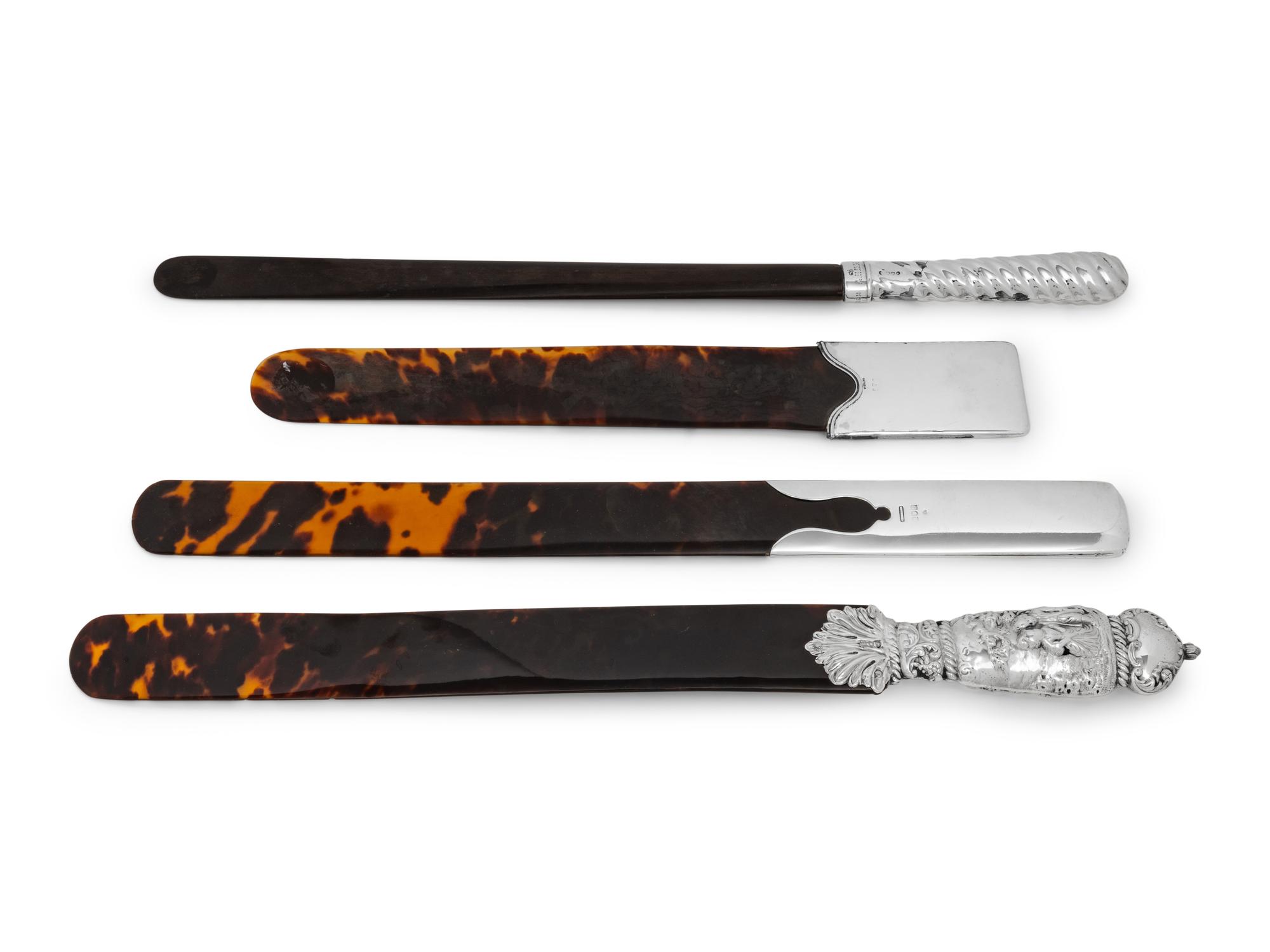 Four Silver Mounted Faux Tortoiseshell Page Turners