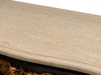 A Pair of Louis XV Style Marquetry and Gilt Bronze Mounted Marble-Top Commodes
