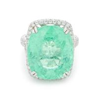 PARAIBA-TYPE TOURMALINE AND DIAMOND RING