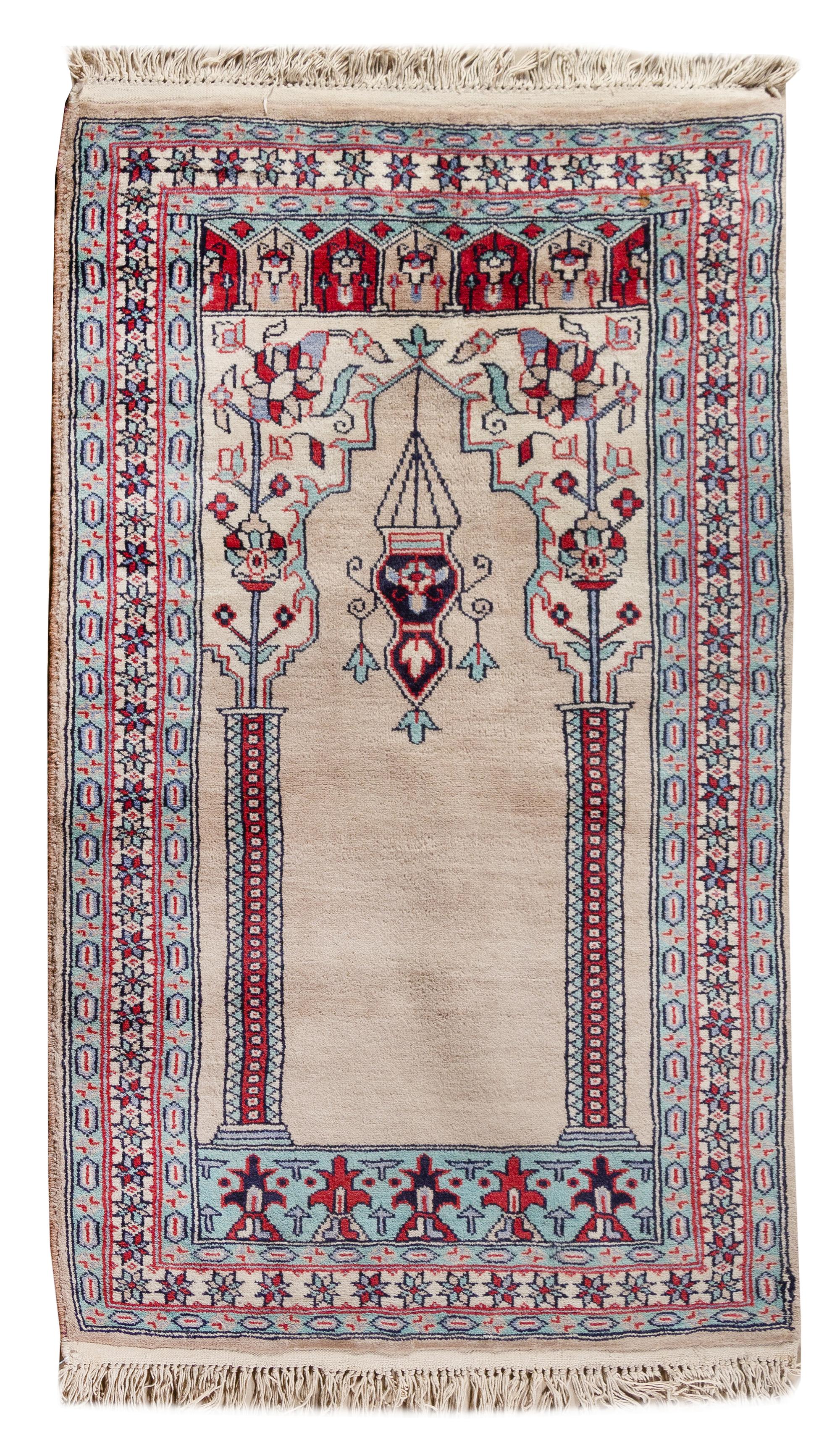 A Persian Wool Prayer Rug 4 feet x 2 feet 7 1/2 inches. — 20TH CENTURY