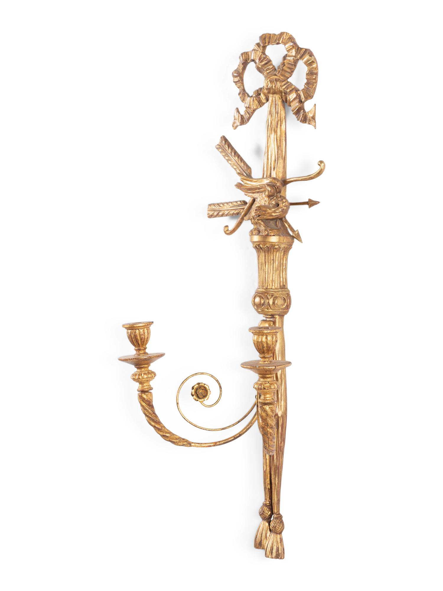 A Pair of George III Giltwood Eagle Sconces