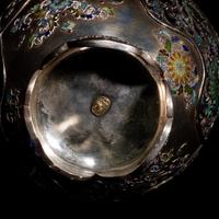 A Japanese Pierced Silver and Enamel Vase, Early 20th Century